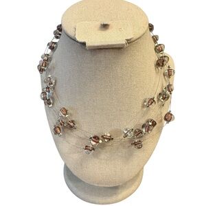 Elegant‎ Brown/Clear Beaded Necklace